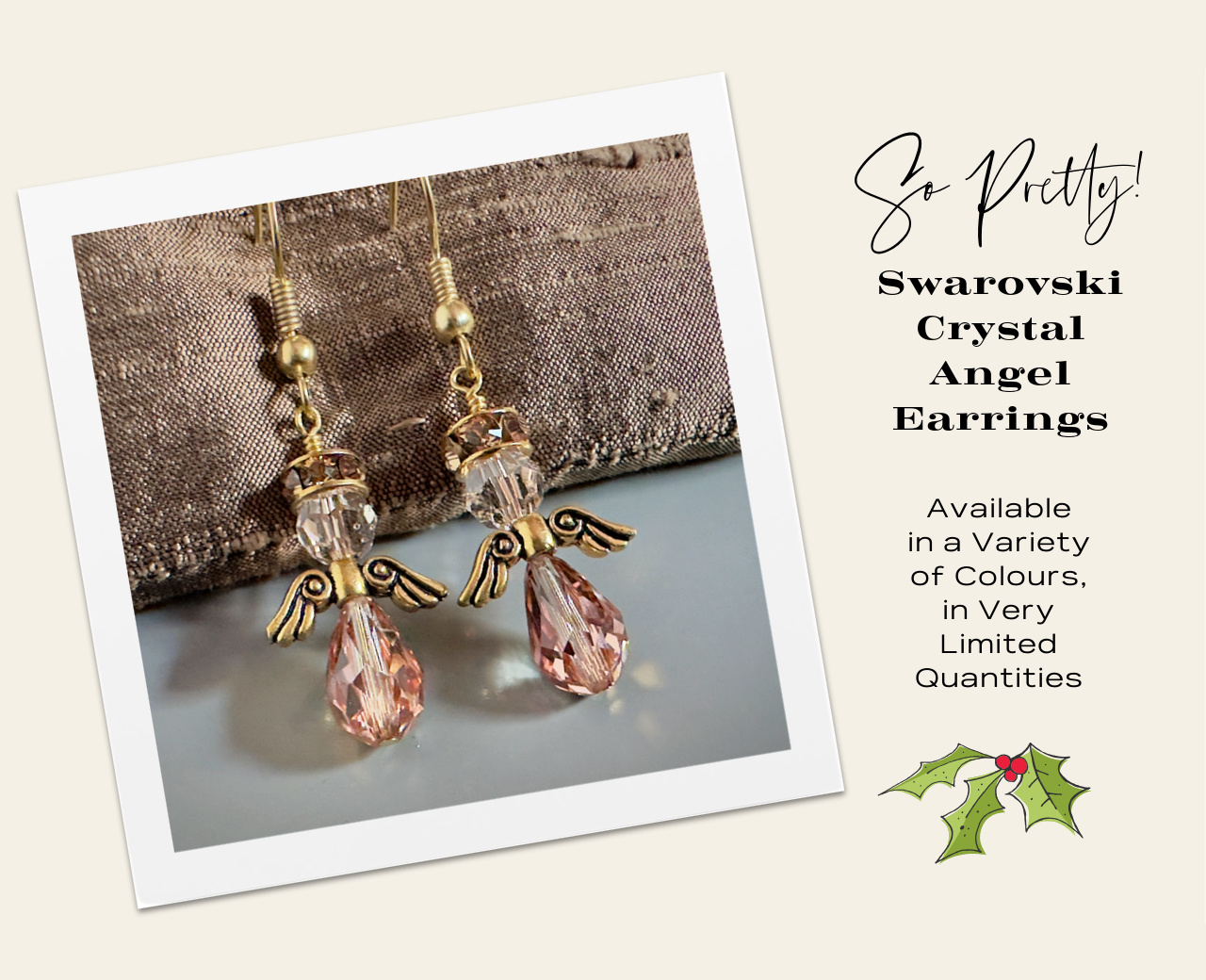 Swarovski crystal angel earrings on sale at Suzie Q Studio.