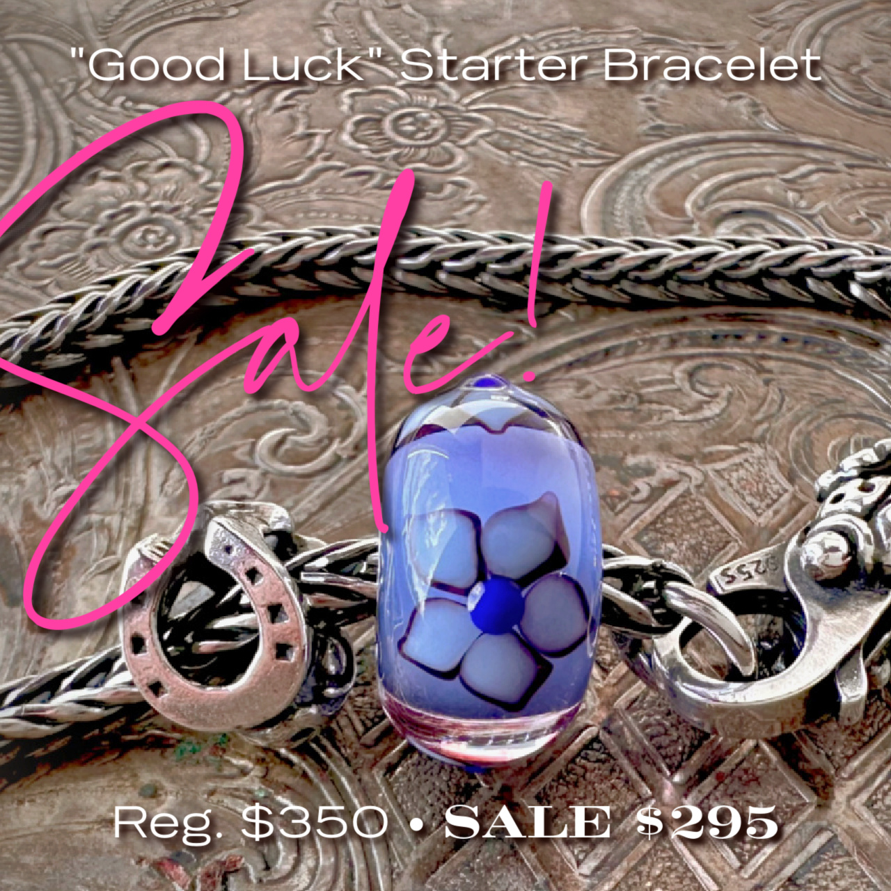Limited Edition Trollbeads "Good Luck" Starter Bracelet on sale at up to 60% off, only at Suzie Q Studio.