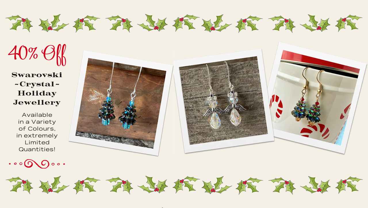 Swarovski crystal angel and Christmas tree earrings on sale at 40% off at Suzie Q Studio