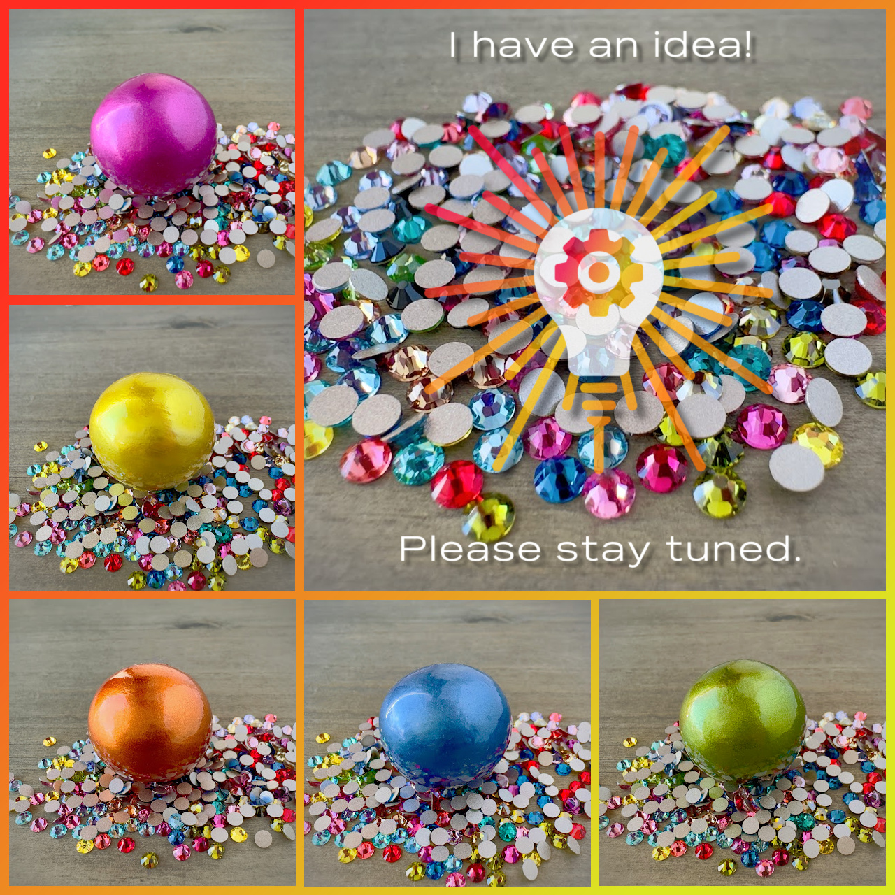 Graphic image for an idea to use 5 colours of Cotton Pearl beads, along with Swarovski crystal, flat back rhinestones at Suzie Q Studio